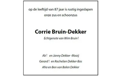 Rouwadvertentie Corrie Bruin_Dekker
